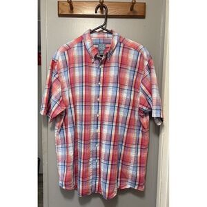 Jos A Bank Stays Cool Colorful Plaid Seersucker Men's SS Button Down Shirt 2XL